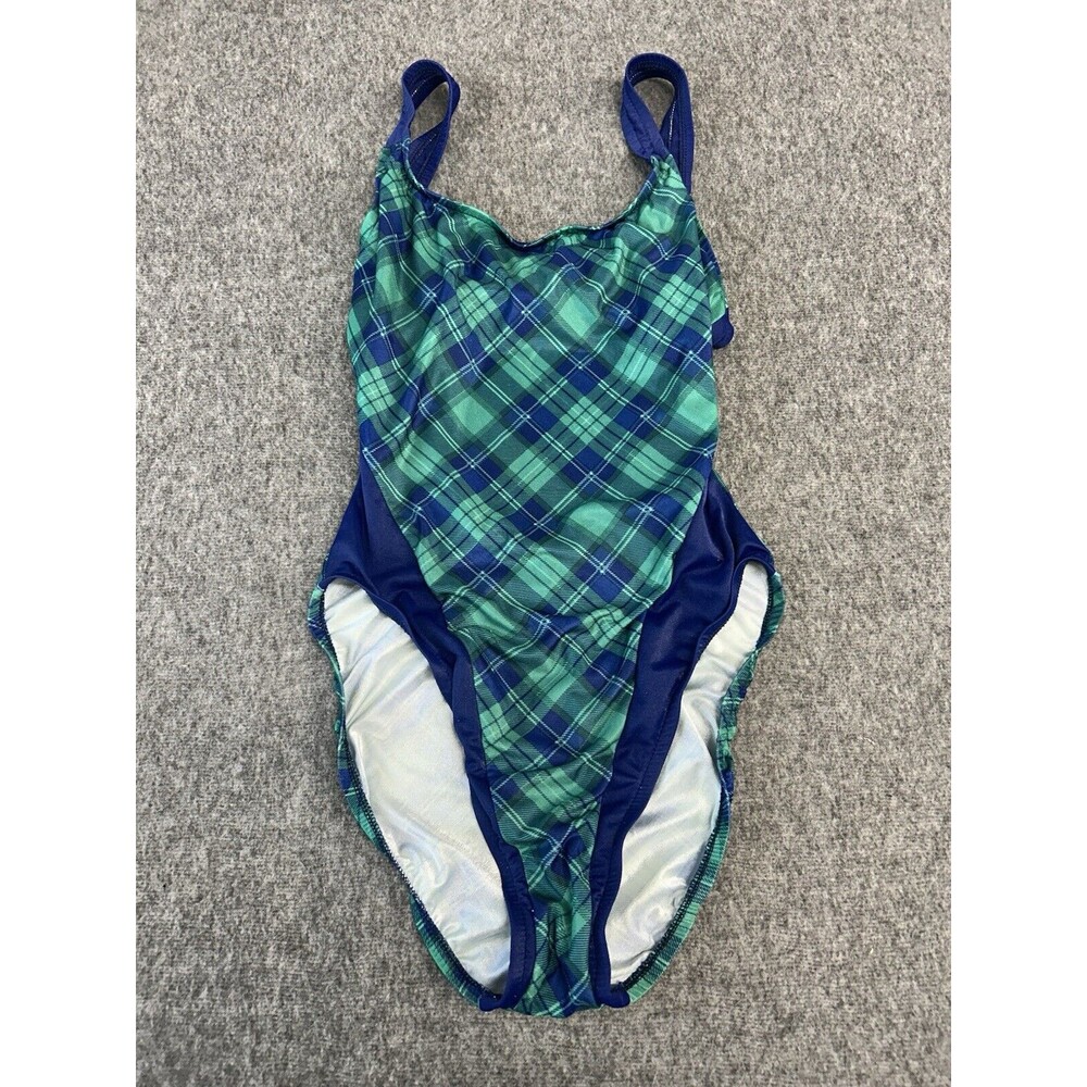 Vintage One Piece Bathing Swim Suit Sz 11/12 Poolside of California Plaid Tartan